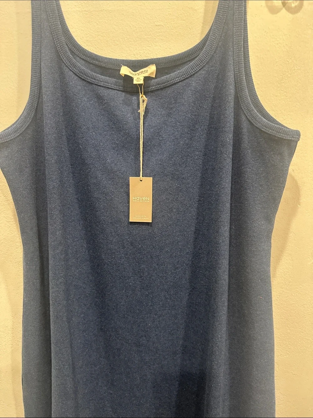Haven Well Within blue Organic Cotton Ribbed Knit Dress size XL NWT lounge - Picture 3 of 7